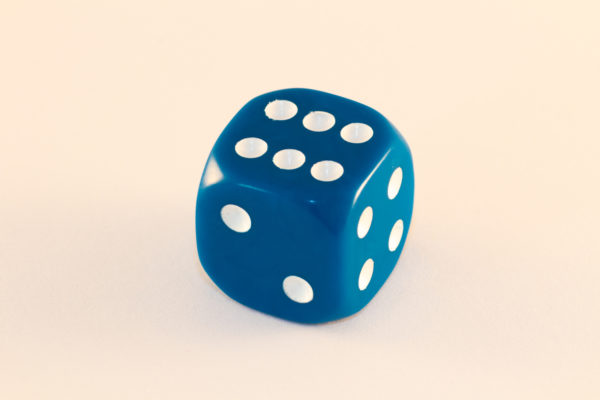 Blue dice on a white background